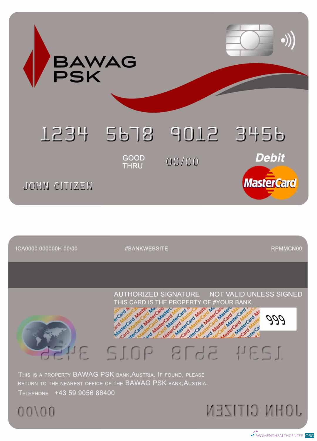 Realistische Herunterladen Österreich Bawag PSK Bank Mastercard Photoshop Vorlage