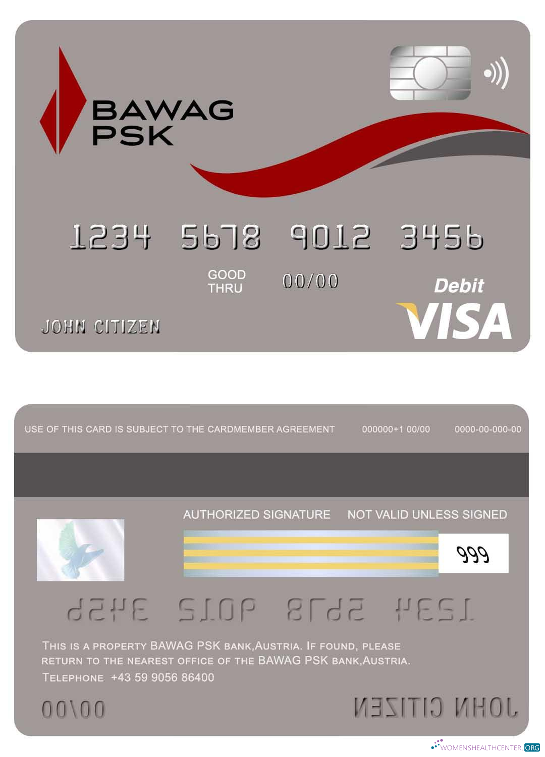 Premium Herunterladen Österreich Bawag PSK Bank Visa Karte Photoshop Vorlage