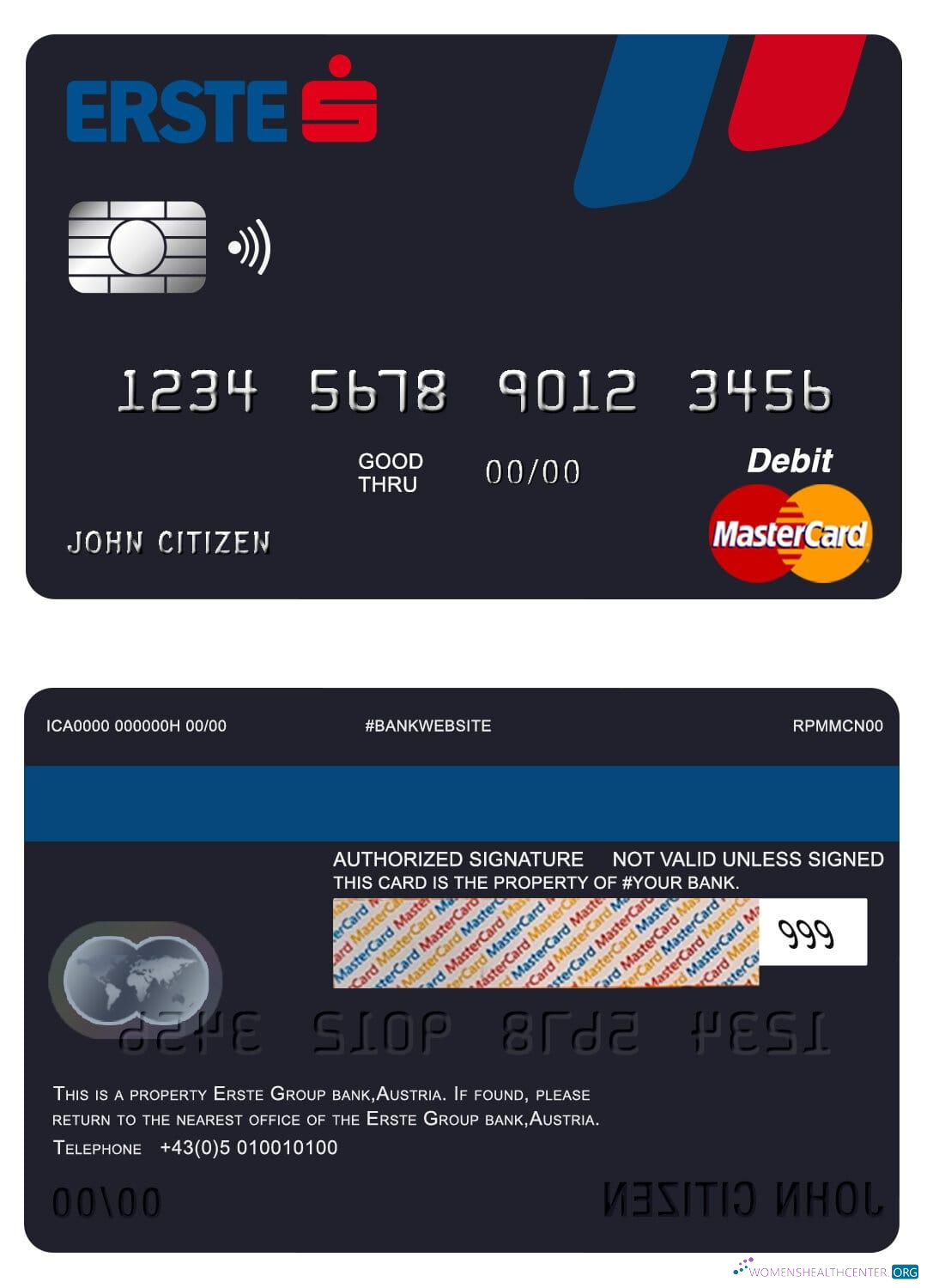 Realistische Herunterladen Österreich Erste Group Bank Mastercard Photoshop Vorlage
