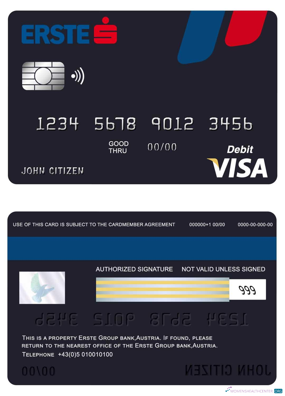 Realistische Herunterladen Österreich Erste Group Bank Visa Karte Photoshop Vorlage