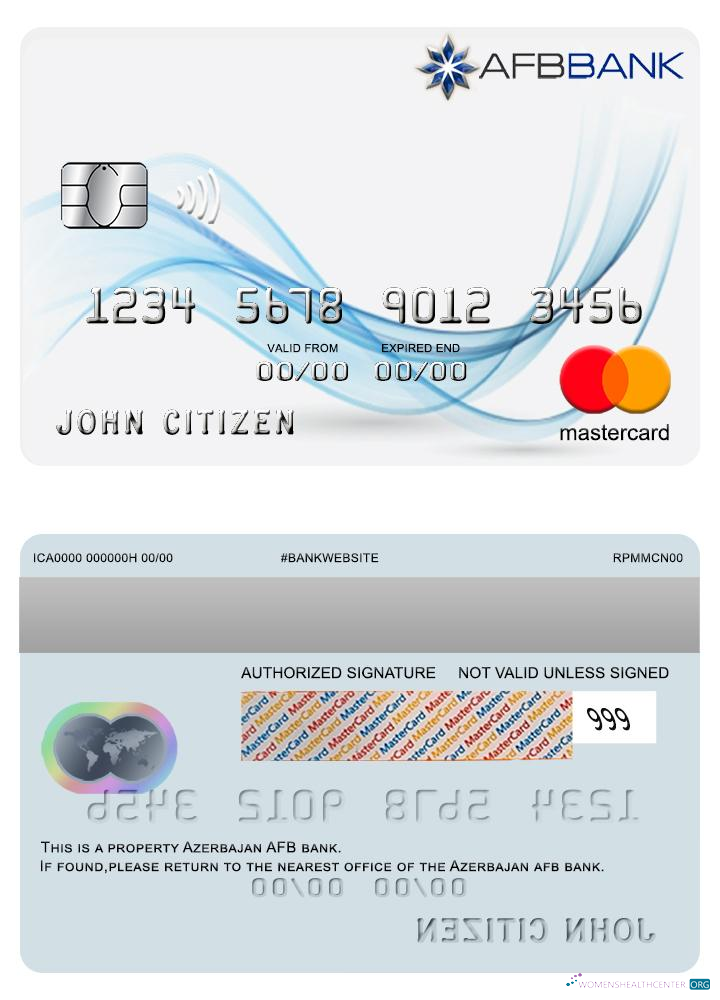 Hochwertige Herunterladen Aserbaidschan AFB Bank Mastercard Photoshop Vorlage