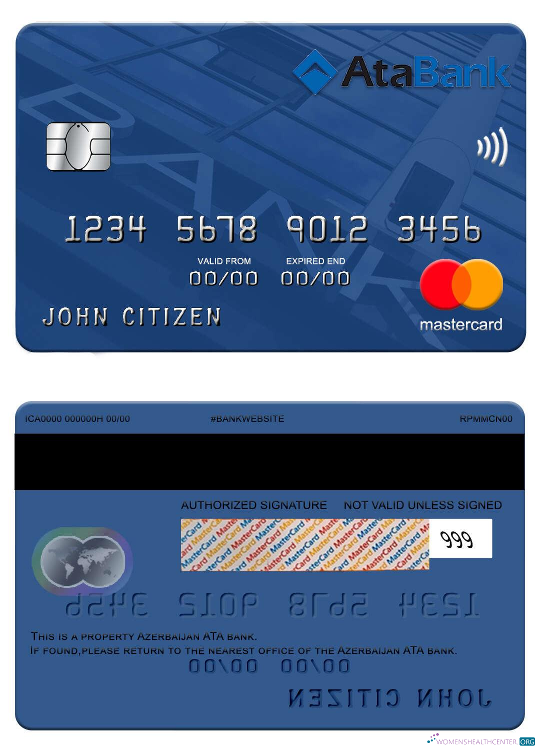 Editierbare Herunterladen Aserbaidschan ATA Bank Mastercard Photoshop Vorlage