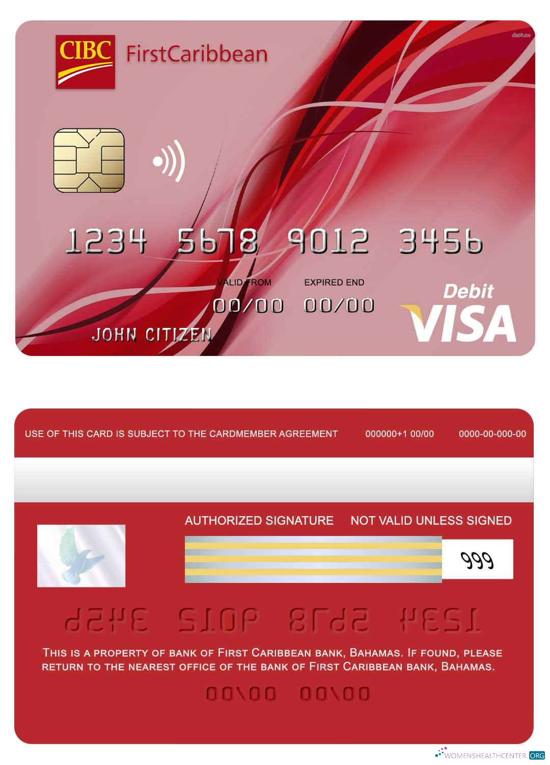 Hochwertige Herunterladen Bahamas Erste Caribbean Bank, Visa Debit Photoshop Vorlage