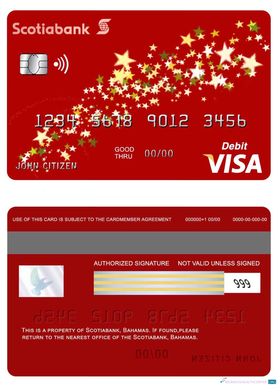 Professionelle Herunterladen Bahamas Scotia Bank Visa Debit Photoshop Vorlage