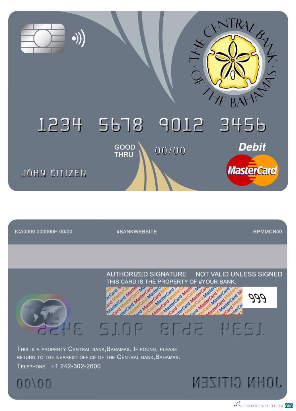 Professionelle Herunterladen Bahamas The Zentral Bank Mastercard Photoshop Vorlage