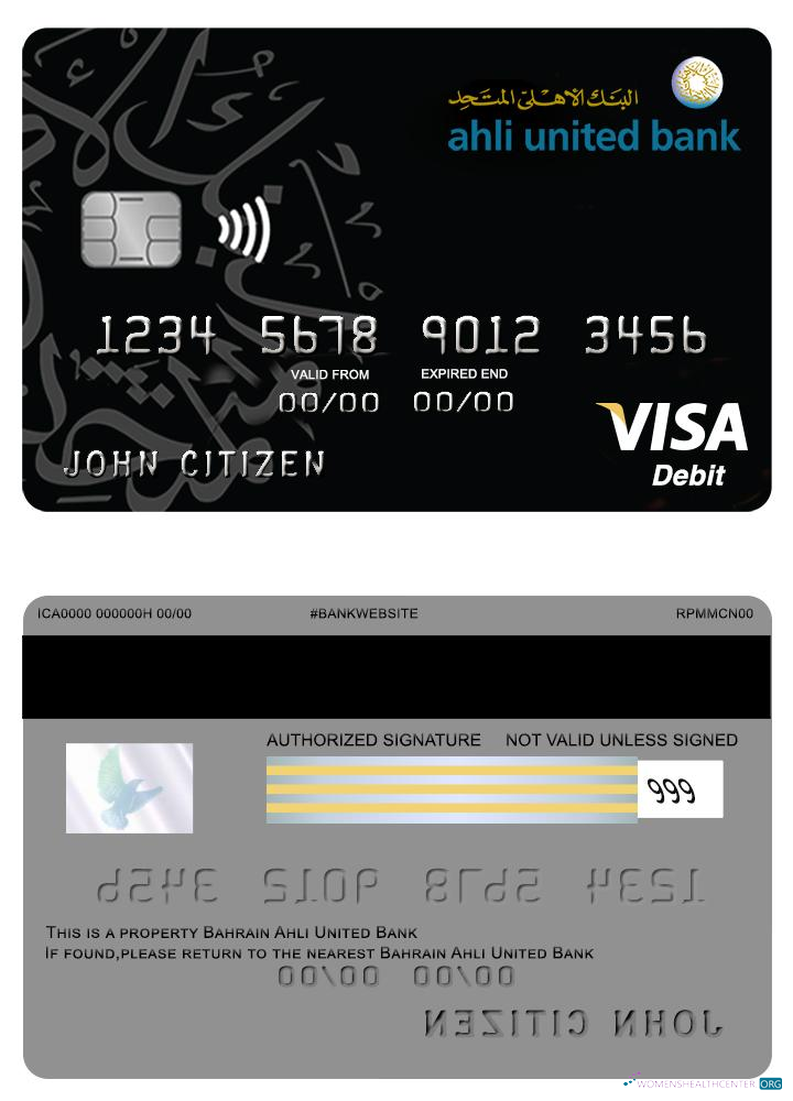 Realistische Herunterladen Bahrain Ahli Vereint Bank Visa Karte Photoshop Vorlage