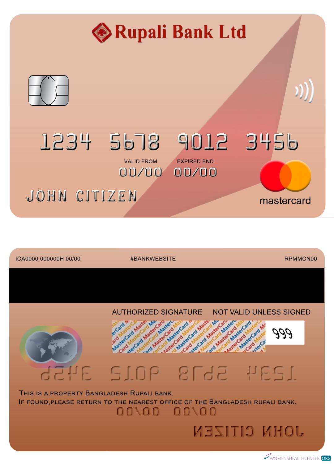 Realistische Herunterladen Bangladesch Rupali Bank,mastercard Photoshop Vorlage