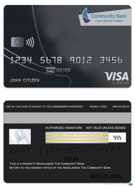 Premium Herunterladen Bangladesch The Community Bank Visa Platin Karte Photoshop Vorlage