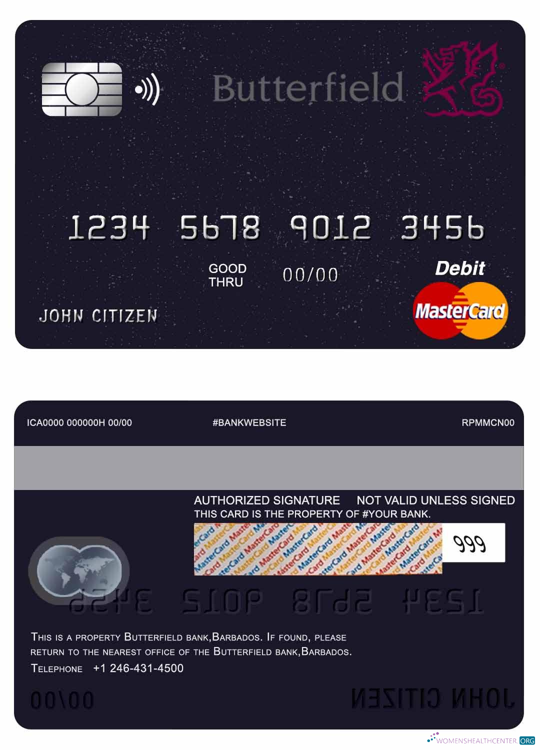 Professionelle Herunterladen Barbados Butterfield Bank Mastercard Debit Karte Photoshop Vorlage