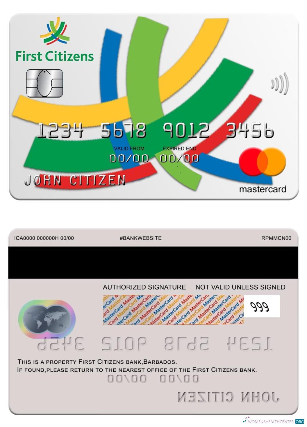Hochwertige Herunterladen Barbados Erste Citizens Bank Mastercard Photoshop Vorlage