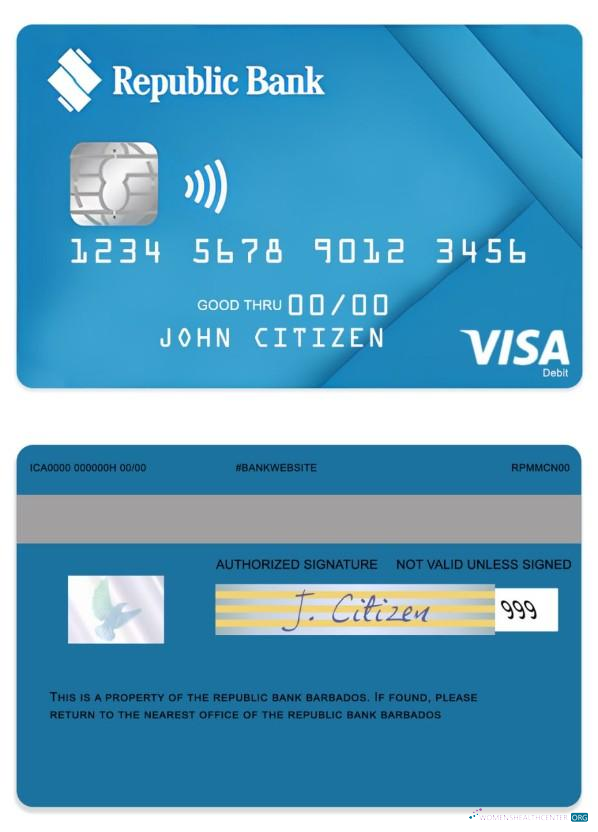 Premium Herunterladen Barbados Republik Bank Visa Debit Karte Photoshop Vorlage