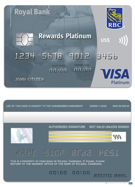 Professionelle Herunterladen Barbados Royal Bank Visa Platin Karte Photoshop Vorlage