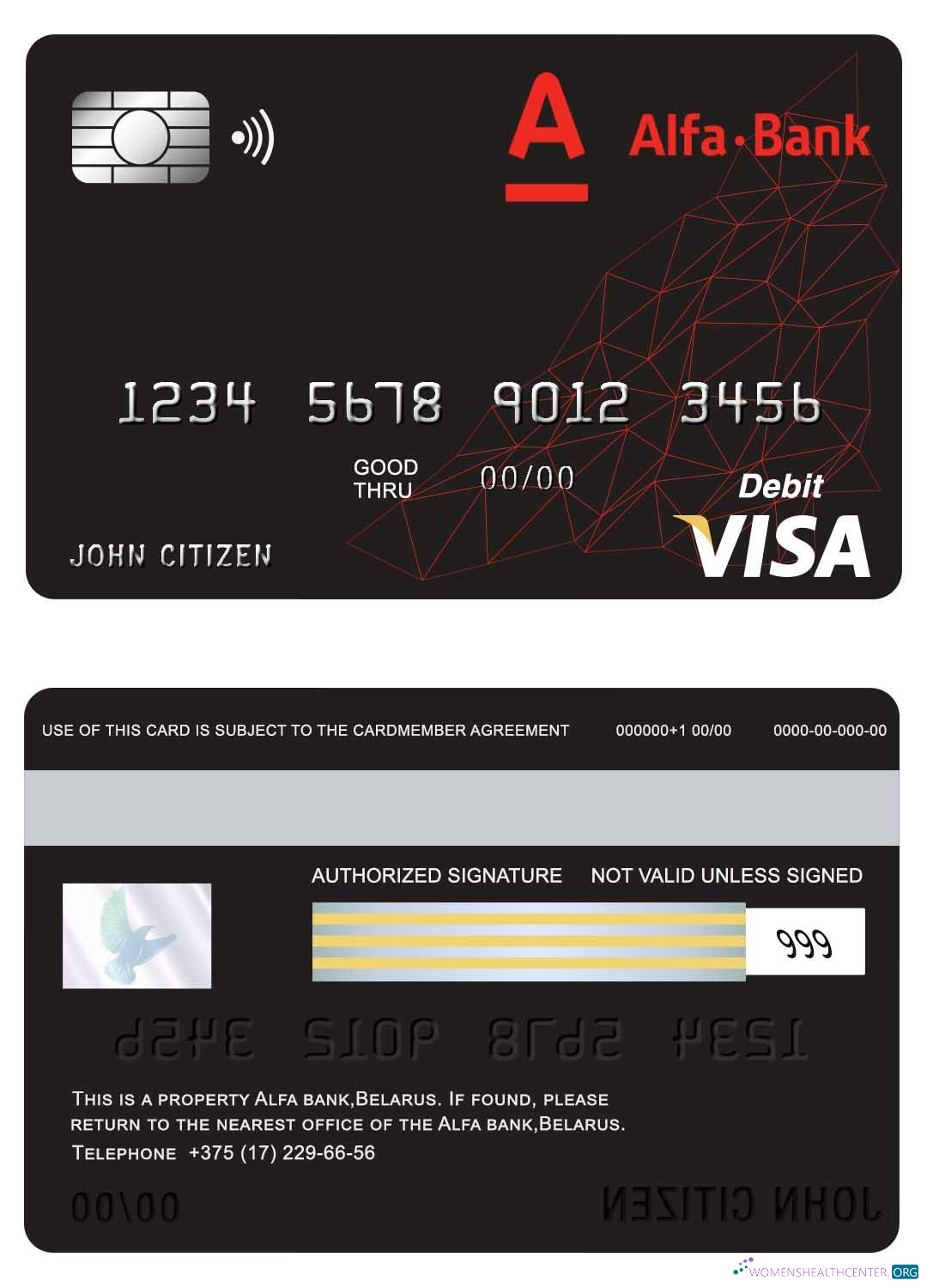 Hochwertige Herunterladen Weißrussland Alfa Bank Visa Karte Photoshop Vorlage