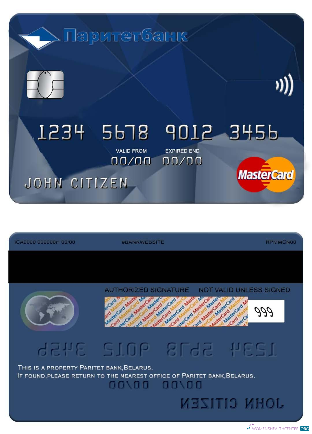 Editierbare Herunterladen Weißrussland Paritet Bank Mastercard Photoshop Vorlage