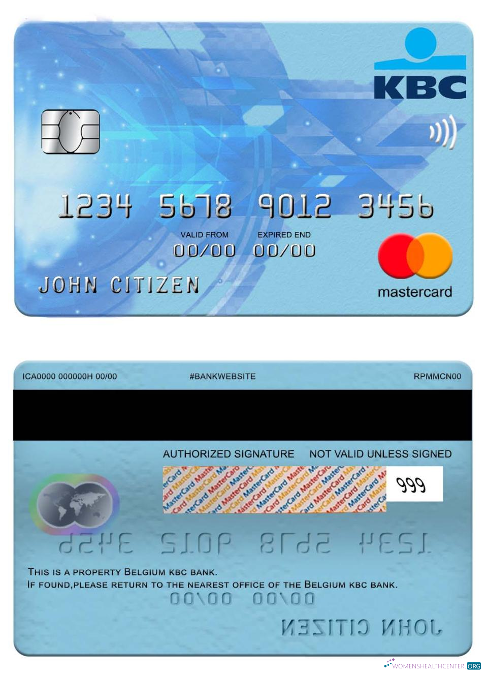 Professionelle Herunterladen Belgien KBC Bank Mastercard Photoshop Vorlage
