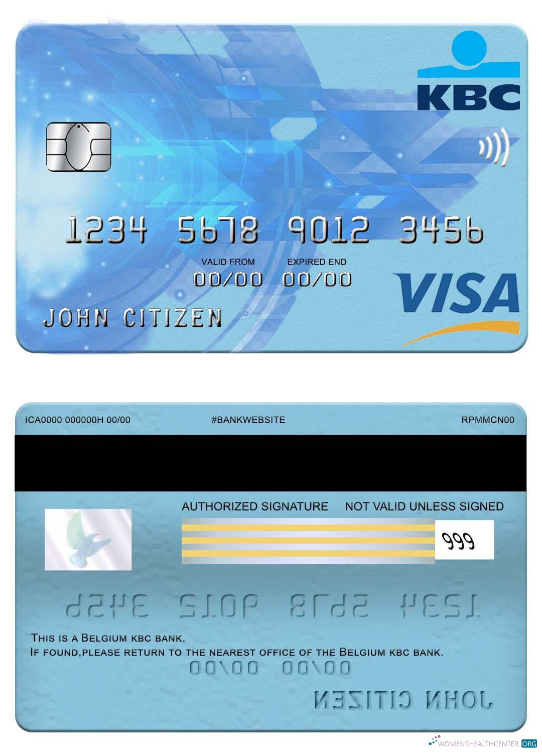 Hochwertige Herunterladen Belgien KBC Bank Visa Karte Photoshop Vorlage