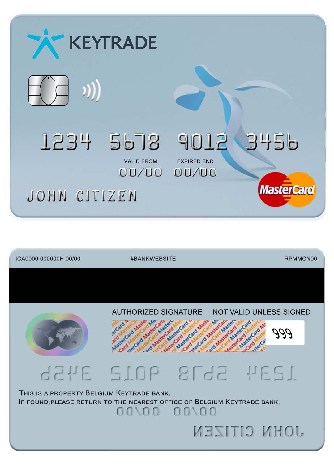 Professionelle Herunterladen Belgien Keytrade Bank Mastercard Photoshop Vorlage