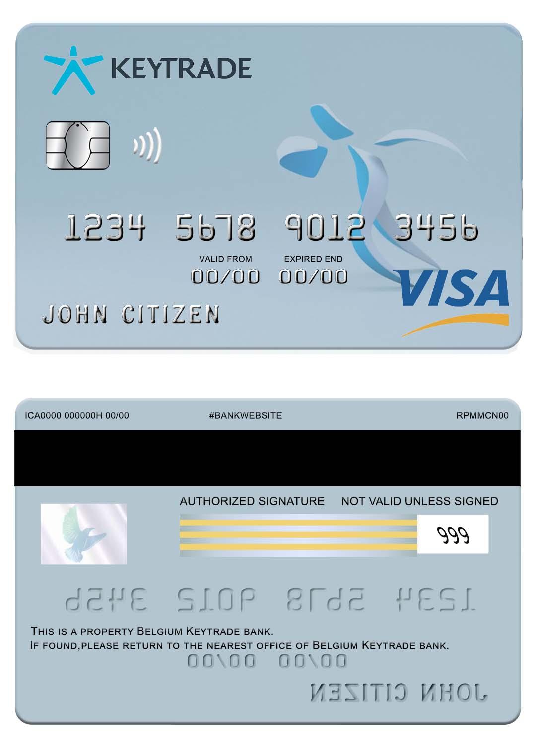 Editierbare Herunterladen Belgien Keytrade Bank Visa Karte Photoshop Vorlage