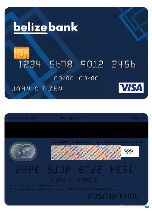 Professionelle Herunterladen Belize Belize Bank Visa Classic Karte Photoshop Vorlage