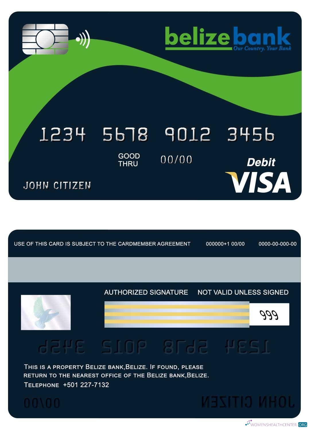 Hochwertige Herunterladen Belize Belizebank Visa Karte Photoshop Vorlage