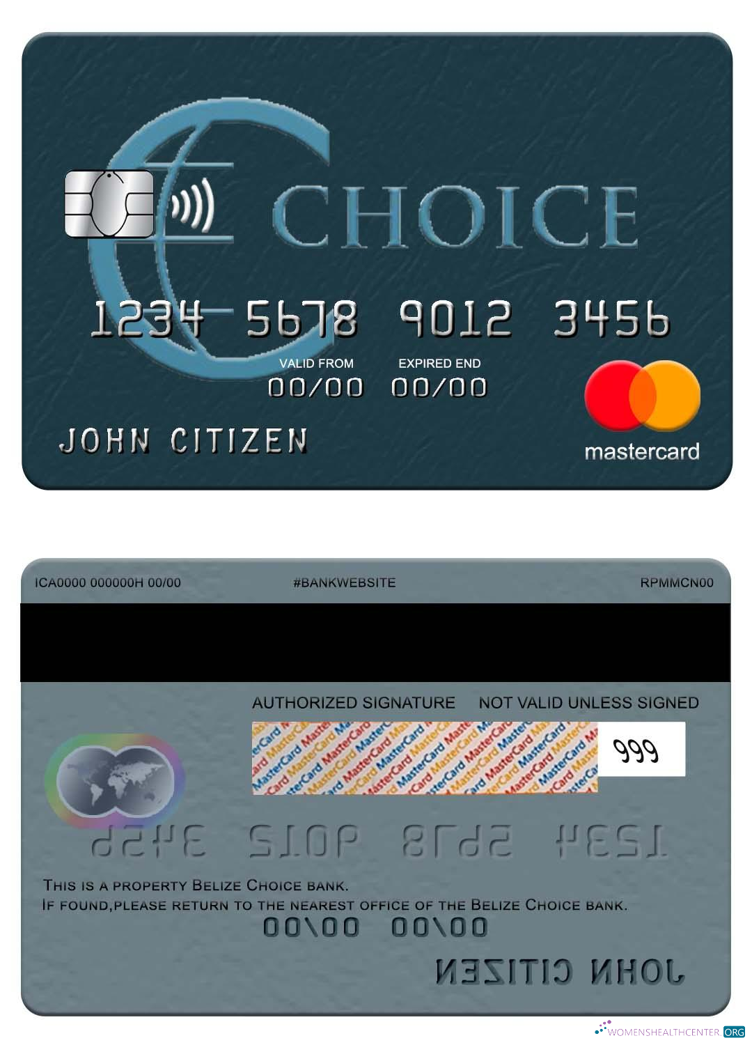 Professionelle Herunterladen Belize Choice Bank Mastercard Photoshop Vorlage