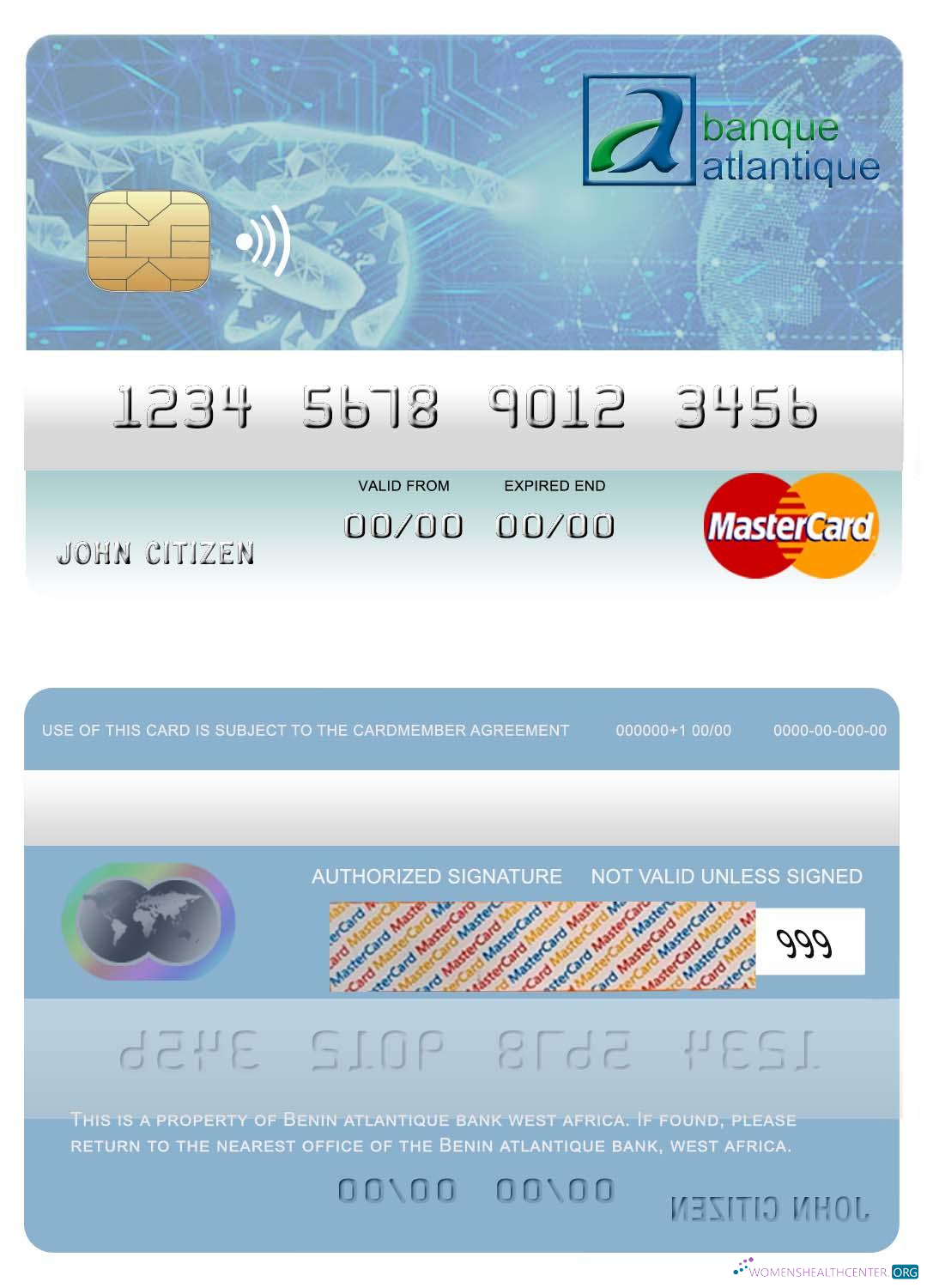 Professionelle Herunterladen Benin Atlantique Bank Mastercard Photoshop Vorlage