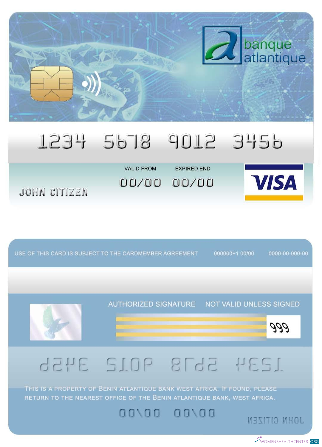 Premium Herunterladen Benin Atlantique Bank Visa Karte Photoshop Vorlage