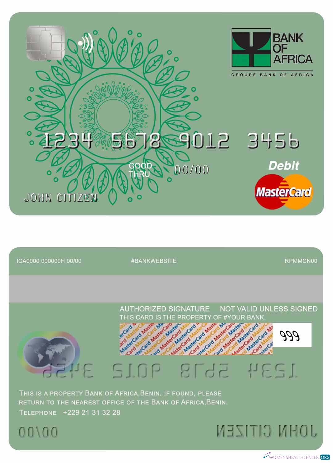 Editierbare Herunterladen Benin Bank von Africa Mastercard Photoshop Vorlage