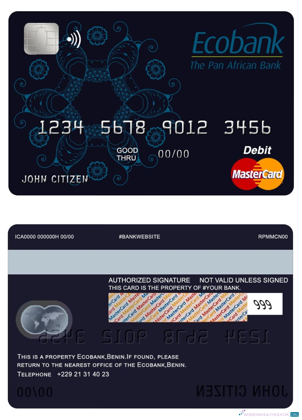 Professionelle Herunterladen Benin Ecobank Mastercard Photoshop Vorlage