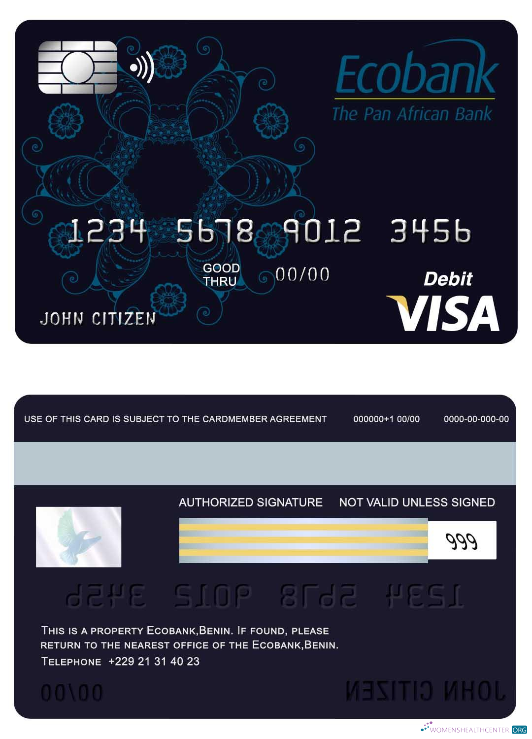 Hochwertige Herunterladen Benin Ecobank Visa Karte Photoshop Vorlage