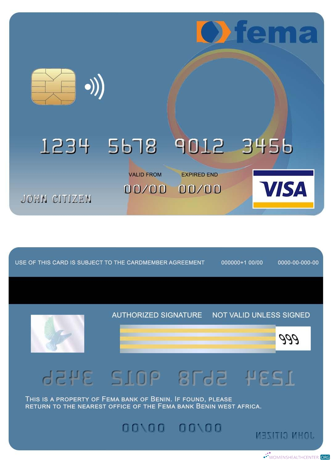 Hochwertige Herunterladen Benin Fema Bank Visa Karte Photoshop Vorlage