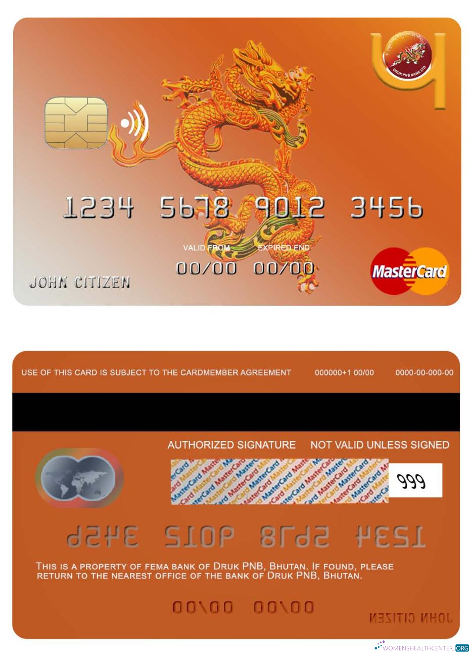 Professionelle Herunterladen Bhutan Druk PNB Bank Mastercard Photoshop Vorlage