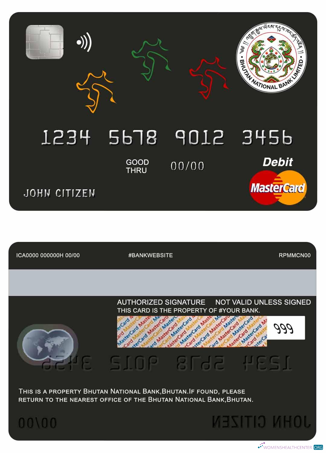 Editierbare Herunterladen Bhutan National Bank Bhutan Master Karte Photoshop Vorlage