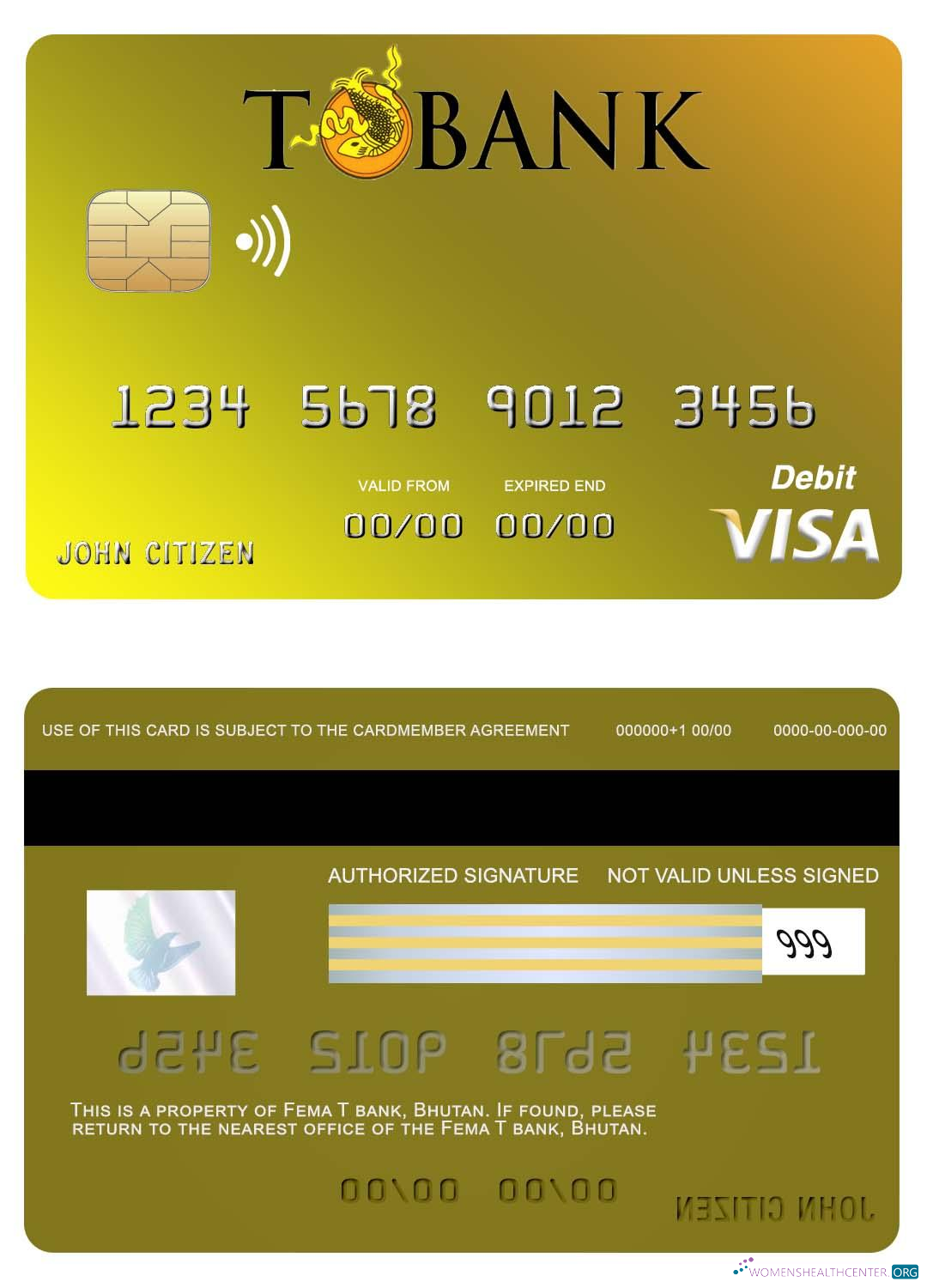Editierbare Herunterladen Bhutan T Bank Visa Karte Photoshop Vorlage
