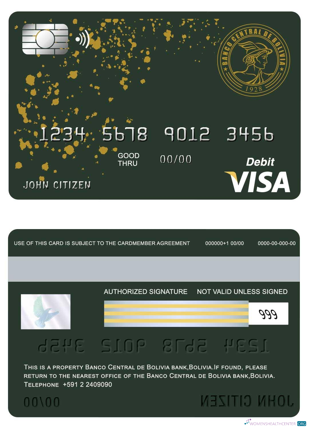 Realistische Herunterladen Bolivien Banco Zentral de Bolivien Bank Visa Karte Photoshop Vorlage