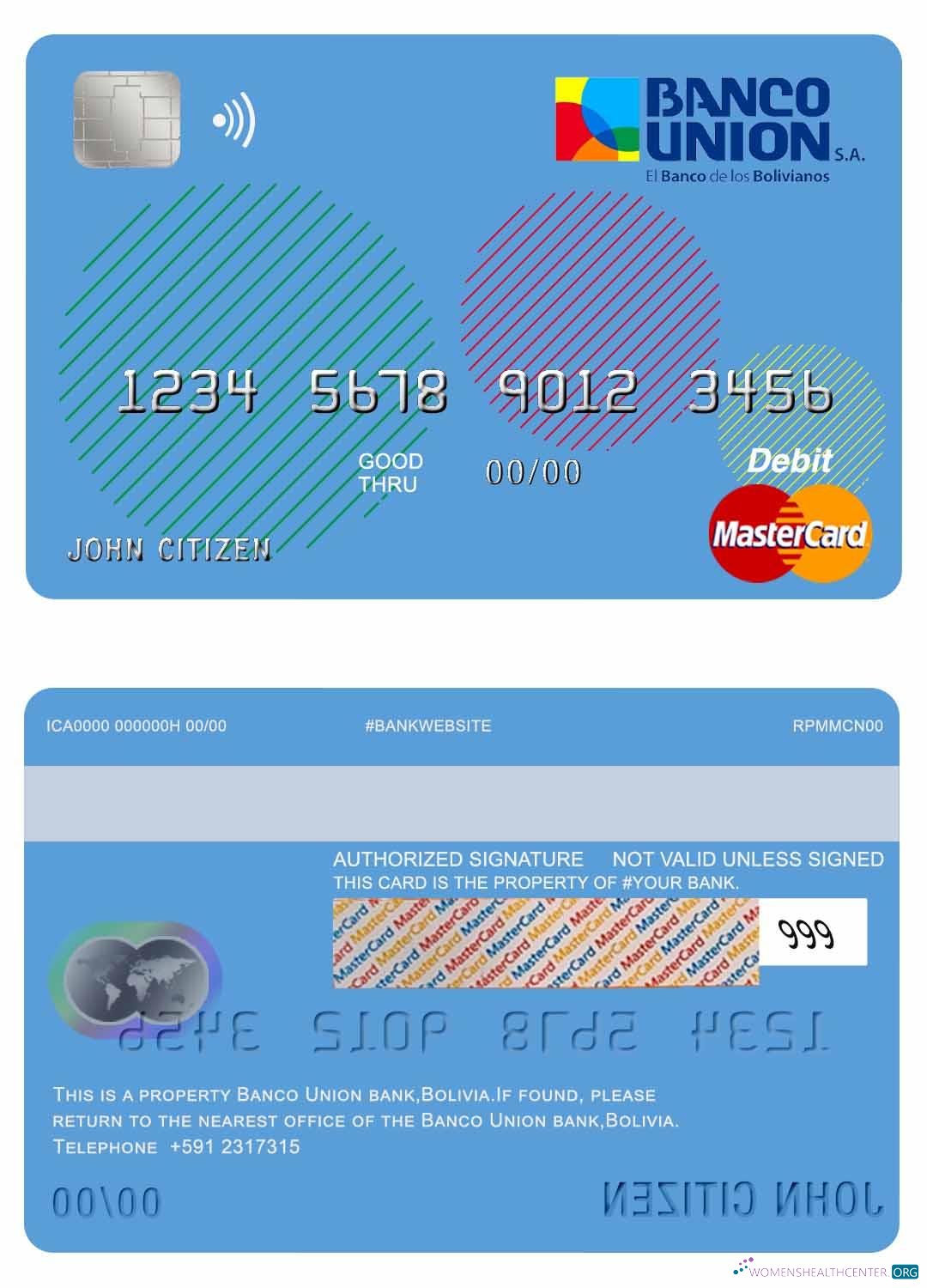 Realistische Herunterladen Bolivien Banco Union Bank Mastercard Debit Karte Photoshop Vorlage