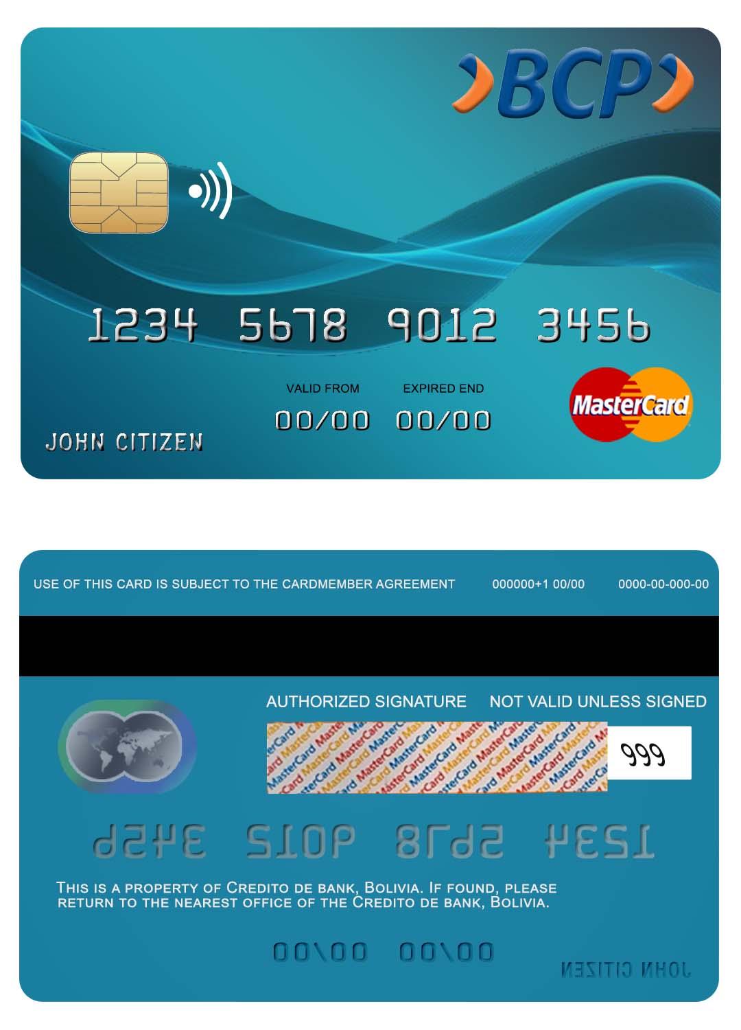 Premium Herunterladen Bolovia Credito Bank Mastercard Photoshop Vorlage