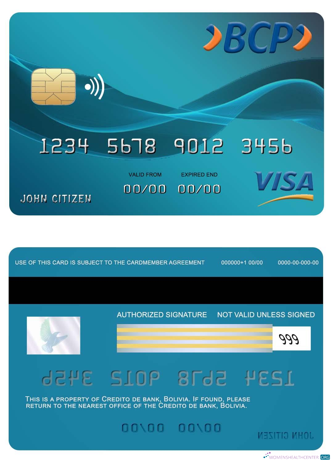 Editierbare Herunterladen Bolovia Credito Bank Visa Karte Photoshop Vorlage
