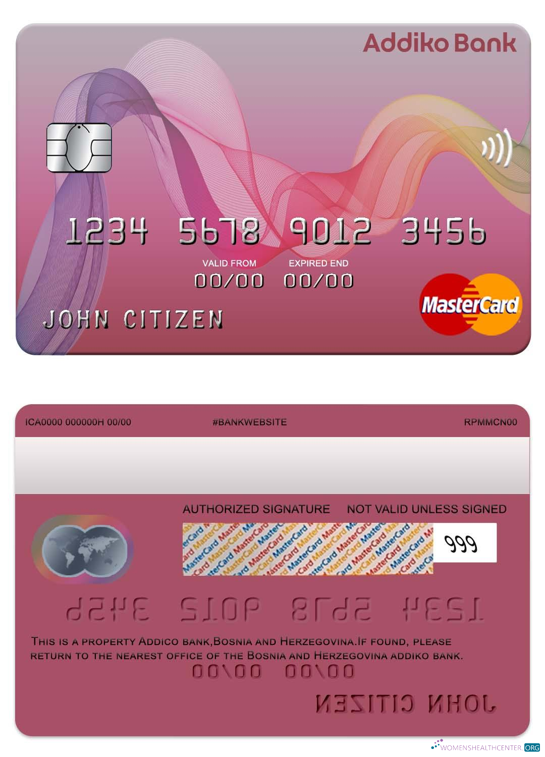 Hochwertige Herunterladen Bosnien und Herzegowina Addiko Bank Mastercard Photoshop Vorlage