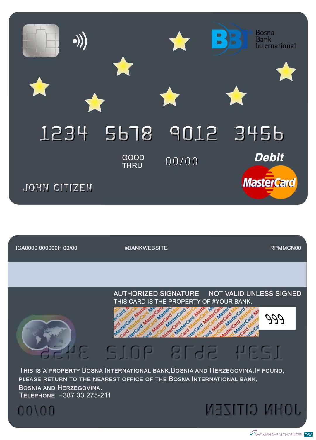 Hochwertige Herunterladen Bosnien und Herzegowina Bosna Internationale Bank Mastercard Photoshop Vorlage