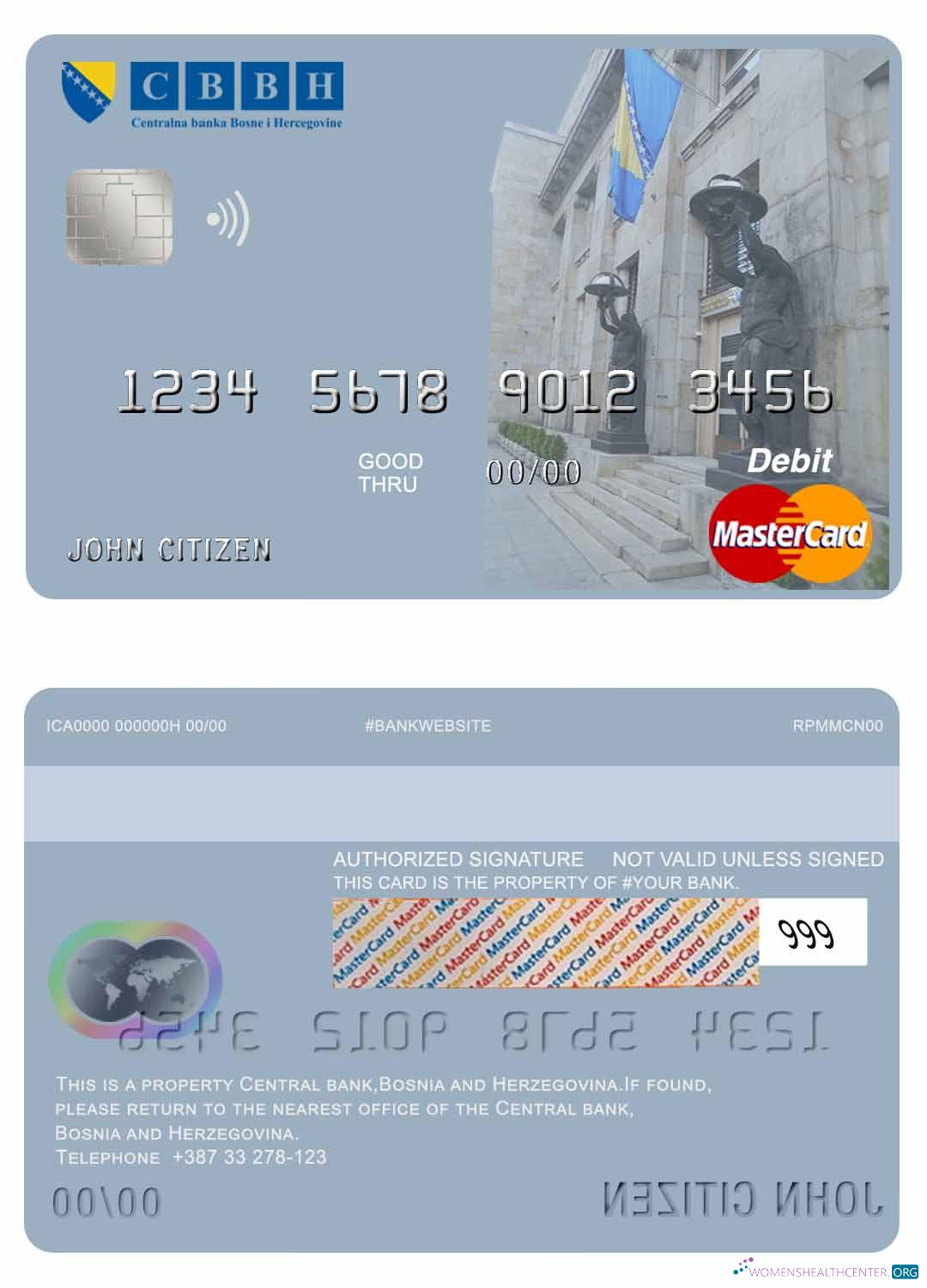 Hochwertige Herunterladen Bosnien und Herzegowina Zentral Bank Mastercard Photoshop Vorlage