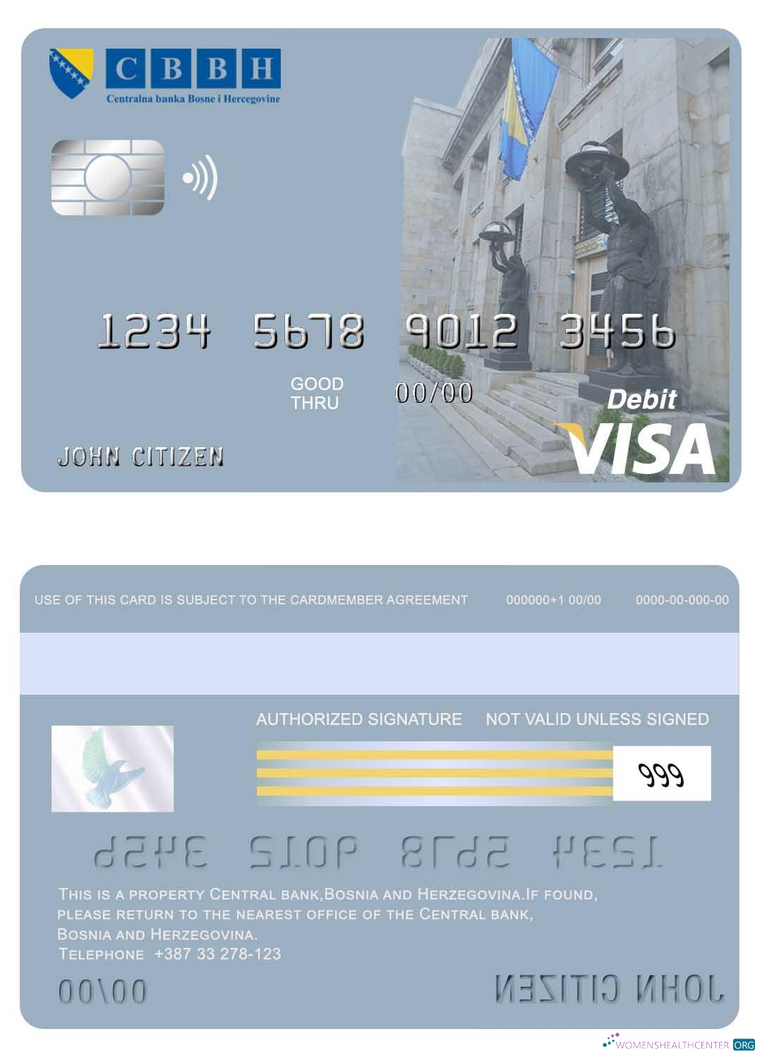 Realistische Herunterladen Bosnien und Herzegowina Zentral Bank Visa Karte Photoshop Vorlage