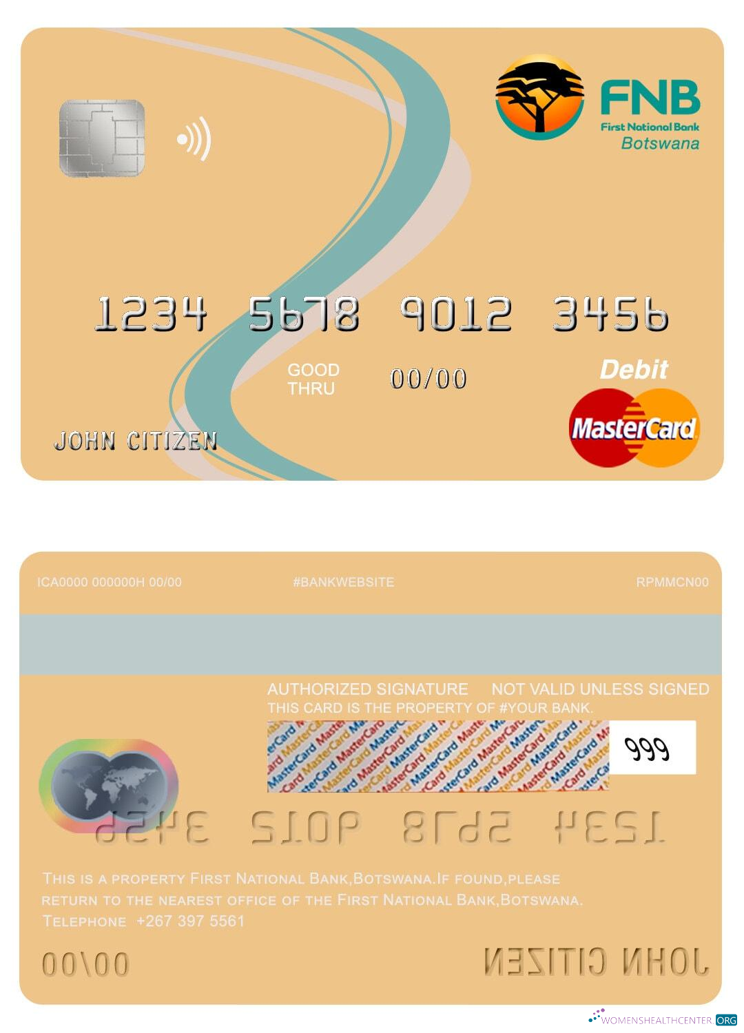 Hochwertige Herunterladen Botsuana Erste National Bank Mastercard Photoshop Vorlage