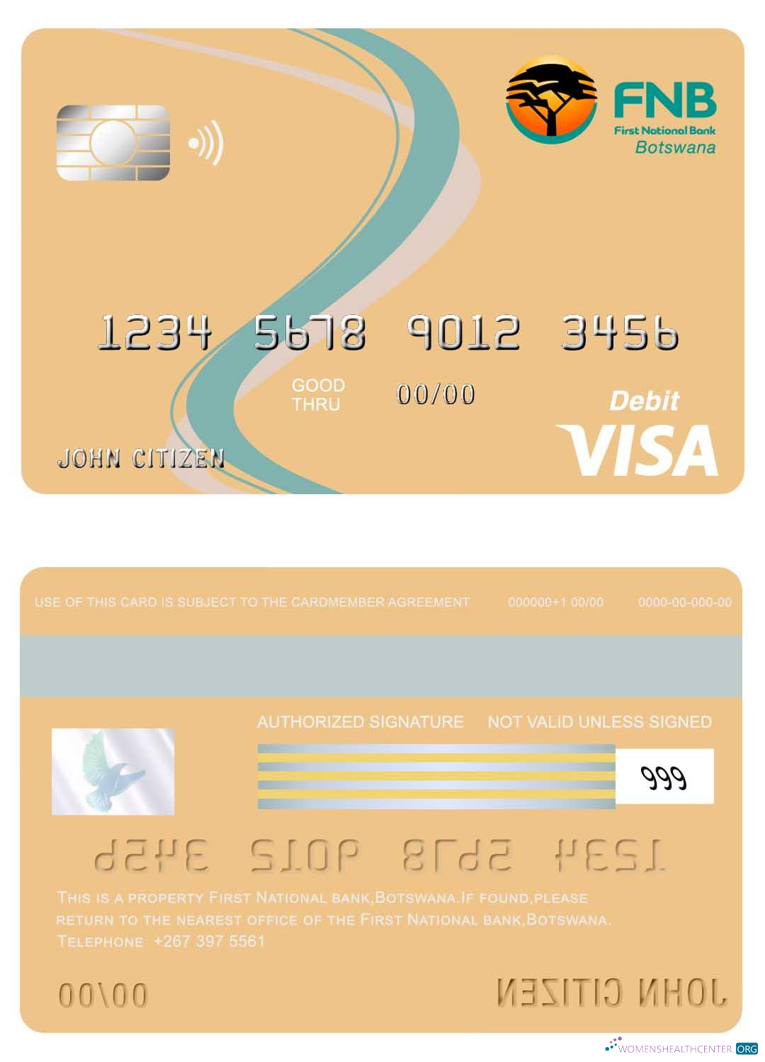 Professionelle Herunterladen Botsuana Erste National Bank Visa Karte Photoshop Vorlage