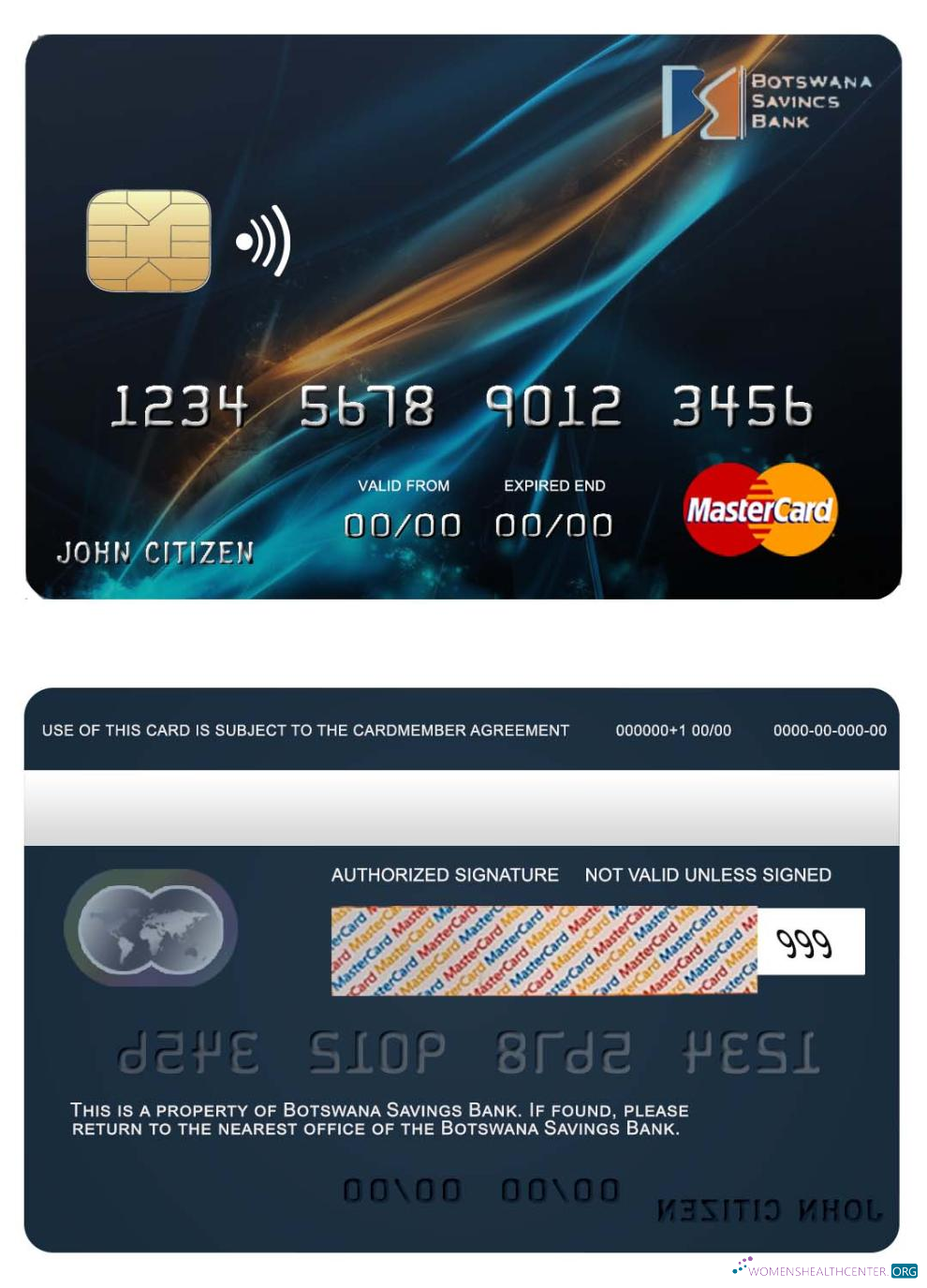 Hochwertige Herunterladen Botsuana Sparkonto Bank Mastercard Photoshop Vorlage