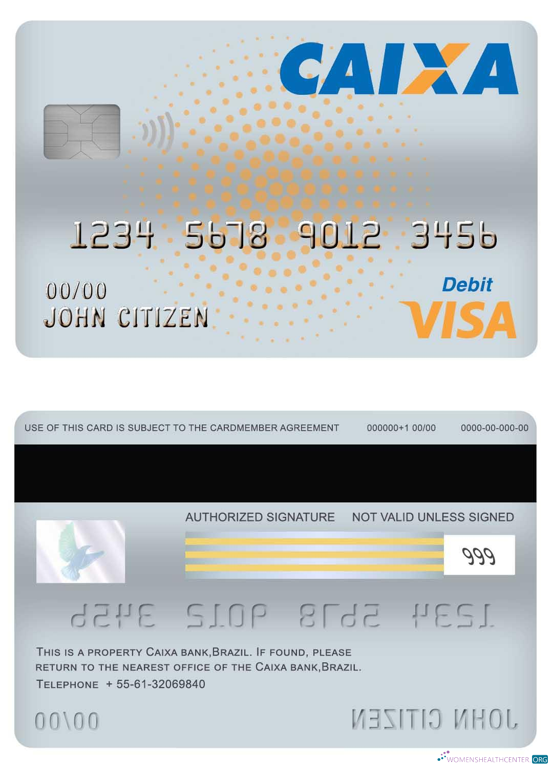 Editierbare Herunterladen Brasilien Caixa Bank Visa Debit Karte Photoshop Vorlage