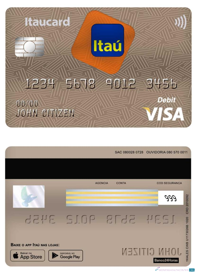 Hochwertige Herunterladen Brasilien Itaú Bank Visa Karte Debit Photoshop Vorlage