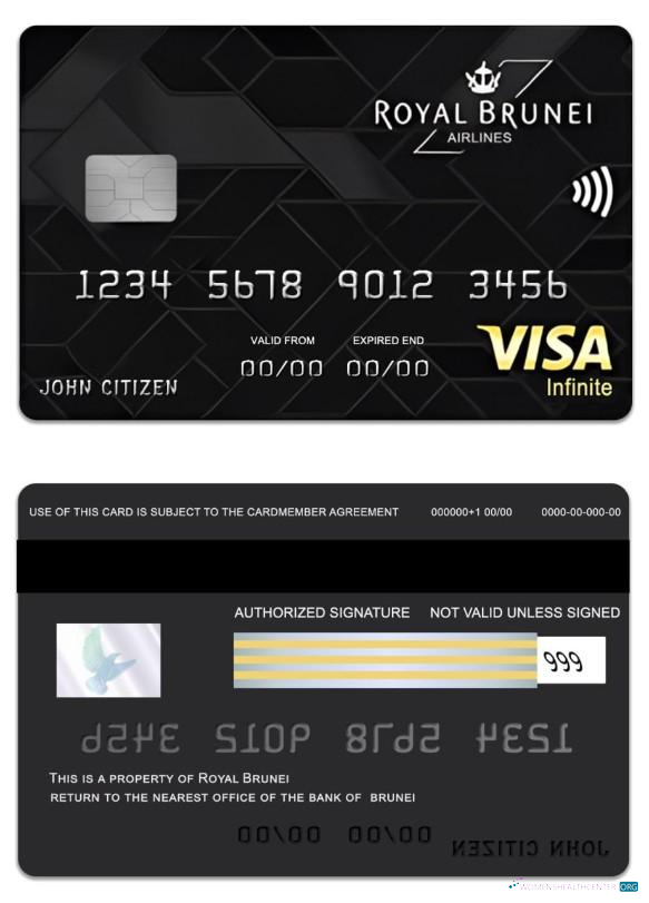 Realistische Herunterladen Brunei Baiduri Bank Royal Brunei Visa Infinite Kredit Karte Photoshop Vorlage