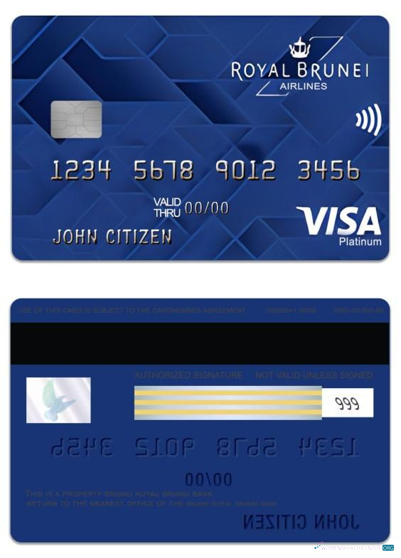 Realistische Herunterladen Brunei Baiduri Bank Royal Brunei Visa Platin Kredit Karte Photoshop Vorlage