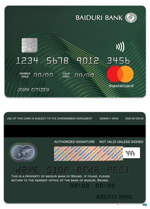 Hochwertige Herunterladen Brunei Baiduri Bank Standard Kredit Mastercard Photoshop Vorlage